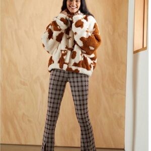 Urban Outfitters Remnants Plaid Front Slit Pant (Brown), size M